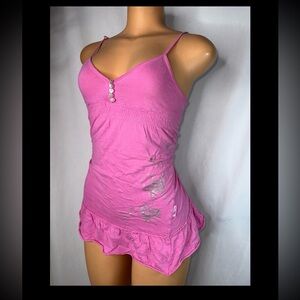 XOXO Pink Tank Top with Silver Accents